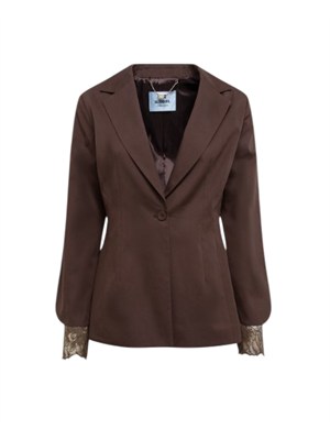 Giacca marrone Blugirl in cotone e maniche pizzo in DONNA
