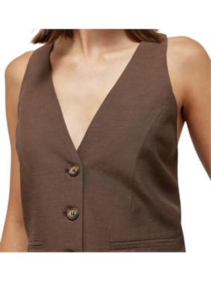 Gilet Blugirl in lino e viscosa marrone ricamo dietro in DONNA
