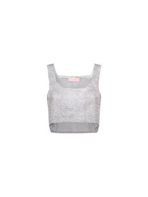 Top cropped New Atene Twenty Fourhaitch strass argento in DONNA