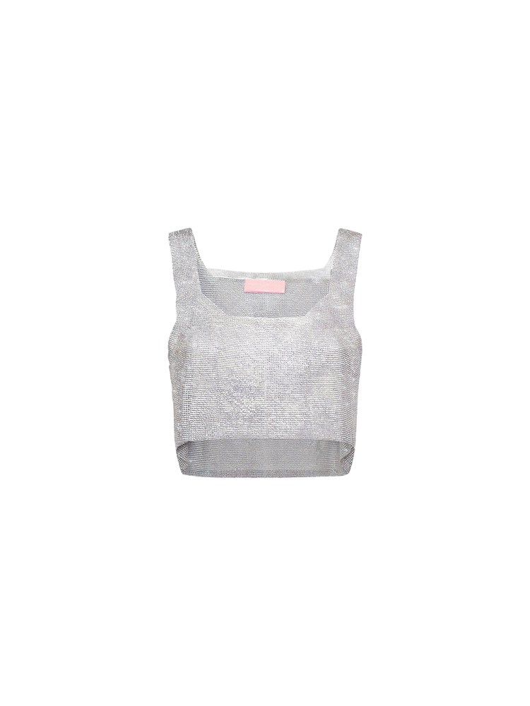 Top cropped New Atene Twenty Fourhaitch strass argento