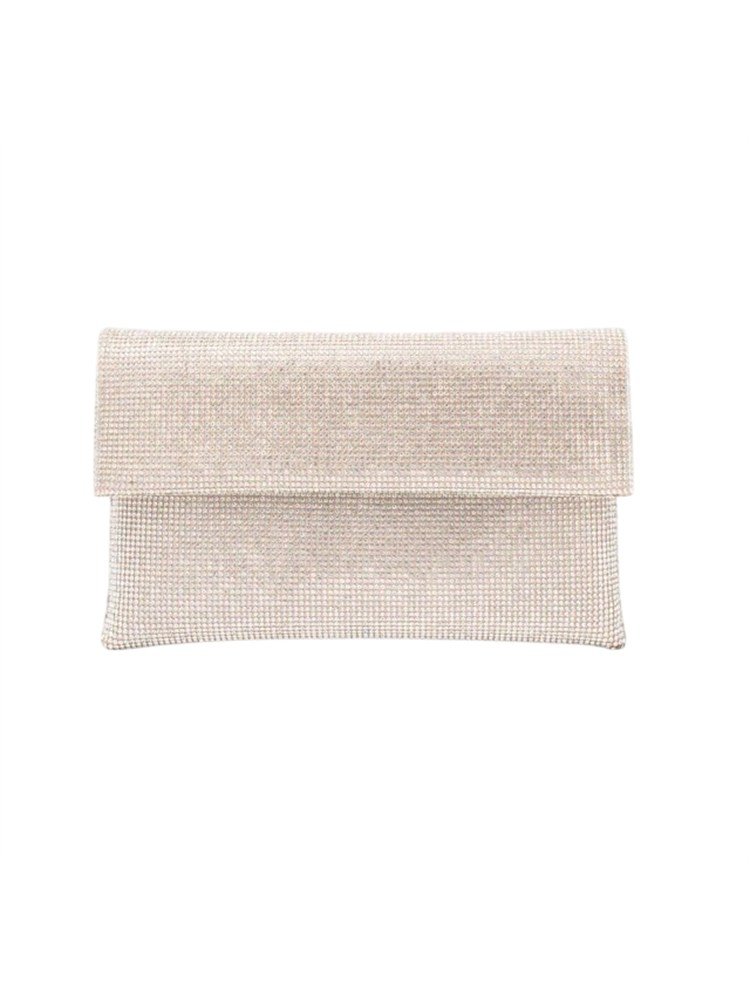 Pochette Nyalis Twenty Fourhaitch satin cipria e cristalli all over