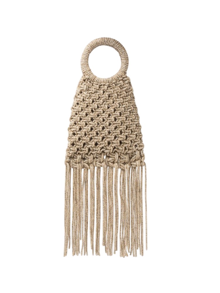 Borsa Maronti Twenty Fourhaitch oro cristalli e frange