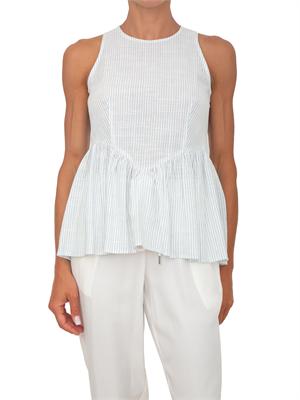 Top Robilara Kocca misto lino righe azzurre in DONNA