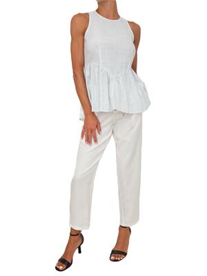 Top Robilara Kocca misto lino righe azzurre in DONNA