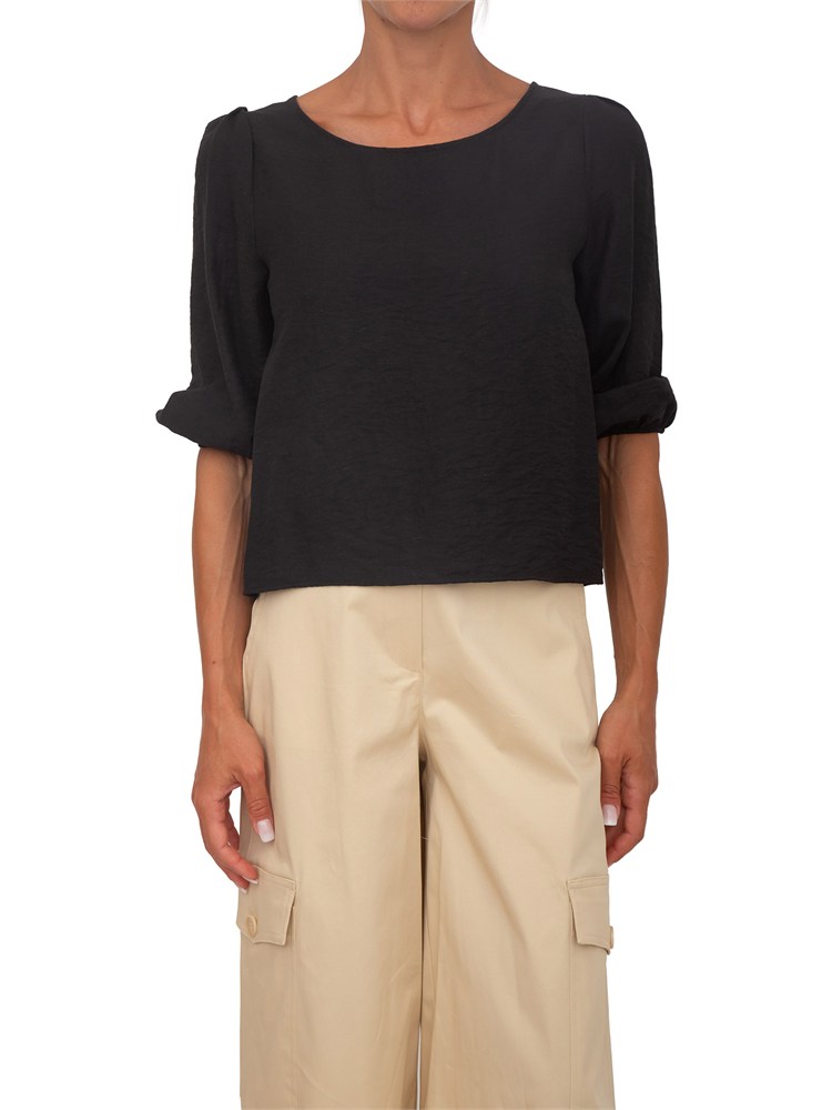 Blusa Cleandro Kocca misto lino nera