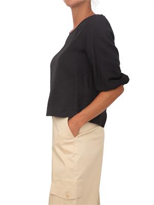 Blusa Cleandro Kocca misto lino nera in DONNA