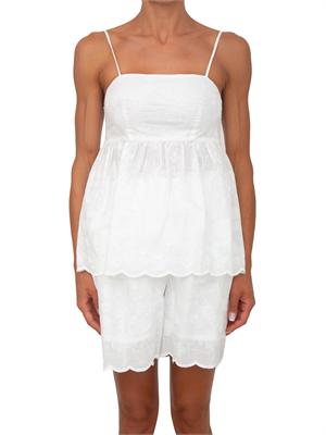 Top Mirto Kocca in cotone bianco e ricami ton sur ton in DONNA