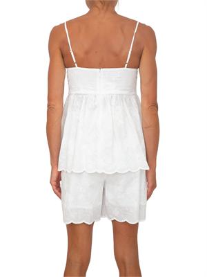 Top Mirto Kocca in cotone bianco e ricami ton sur ton in DONNA