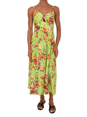 Abito midi Earine Kocca in tessuto verde lime con fiori in DONNA