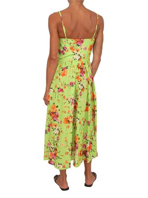 Abito midi Earine Kocca in tessuto verde lime con fiori in DONNA