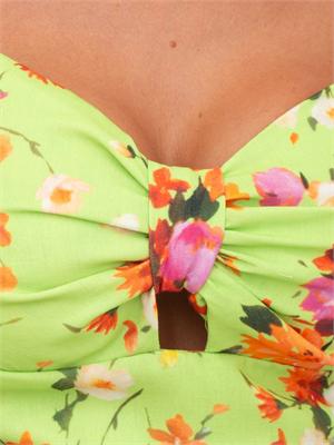 Abito midi Earine Kocca in tessuto verde lime con fiori in DONNA