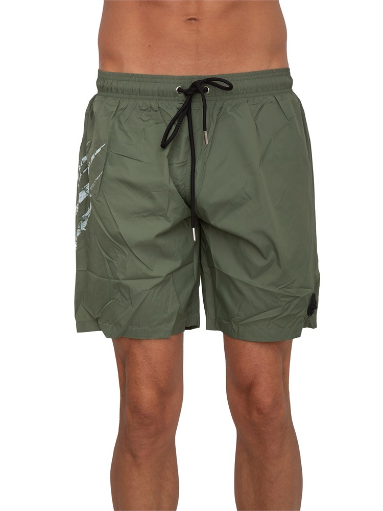 Costume boxer Plein Sport Swim in tessuto verde e stampe