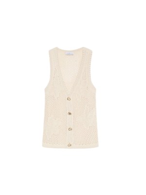 Gilet Marella in cotone beige punto rete jacquard in DONNA