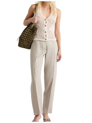 Gilet Marella in cotone beige punto rete jacquard in DONNA