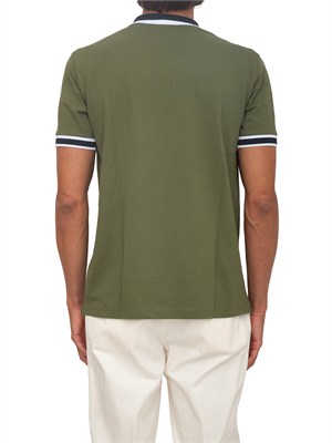 Polo SUN68 in cotone verde con profili in UOMO