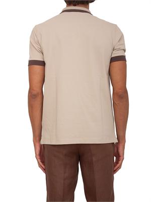 Polo SUN68 in piquet di cotone beige con profili in UOMO