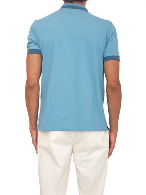 Polo SUN68 in piquet di cotone azzurro con profili in UOMO