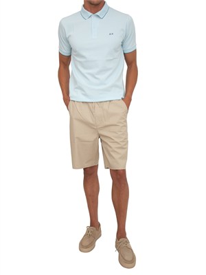 Polo SUN68 uomo in piquet di cotone azzurra in UOMO