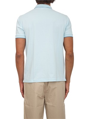 Polo SUN68 uomo in piquet di cotone azzurra in UOMO