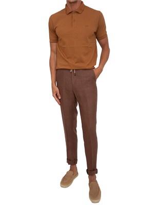Polo SUN68 uomo in piquet di cotone marrone in UOMO