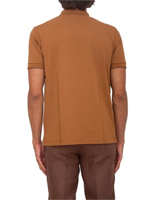 Polo SUN68 uomo in piquet di cotone marrone in UOMO