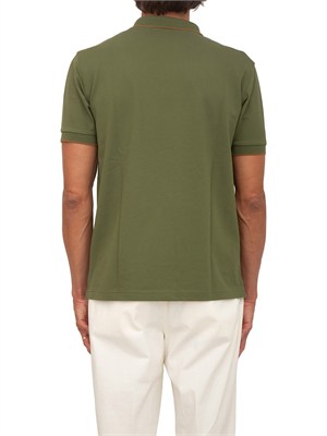Polo SUN68 uomo in piquet di cotone verde in UOMO