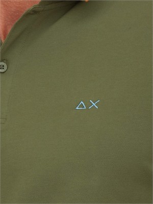 Polo SUN68 uomo in piquet di cotone verde in UOMO