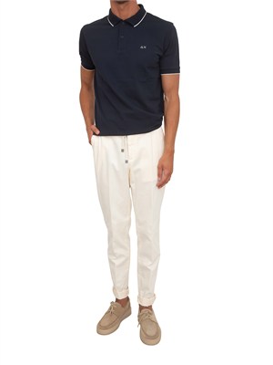 Polo SUN68 uomo in piquet di cotone blu in UOMO