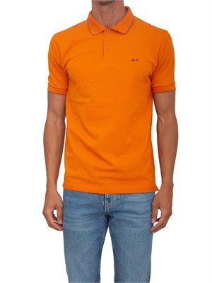 Polo SUN68 uomo in piquet di cotone arancione in UOMO