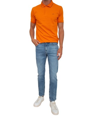 Polo SUN68 uomo in piquet di cotone arancione in UOMO