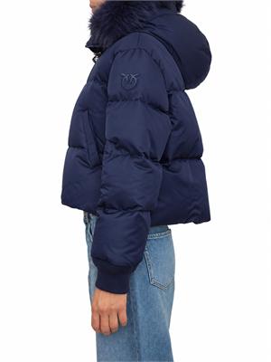Piumino Piastraia Pinko in raso tecnico blu in DONNA