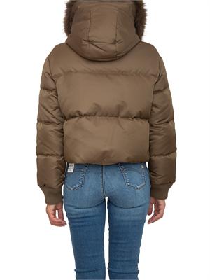 Piumino Piastraia Pinko in raso tecnico marrone in DONNA