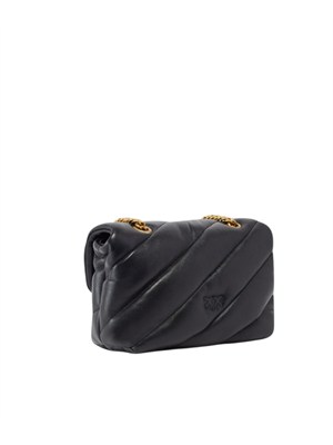 Borsa Pinko Mini Love Bag Puff in pelle nera e fibbia oro in DONNA