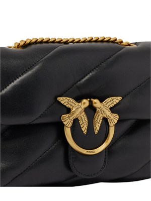 Borsa Pinko Mini Love Bag Puff in pelle nera e fibbia oro in DONNA