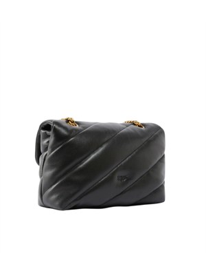Borsa Love Bag Puff Pinko in pelle nera fibbia oro in DONNA