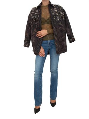 Maglietta top Rover Pinko in pizzo verde logo love birds in DONNA