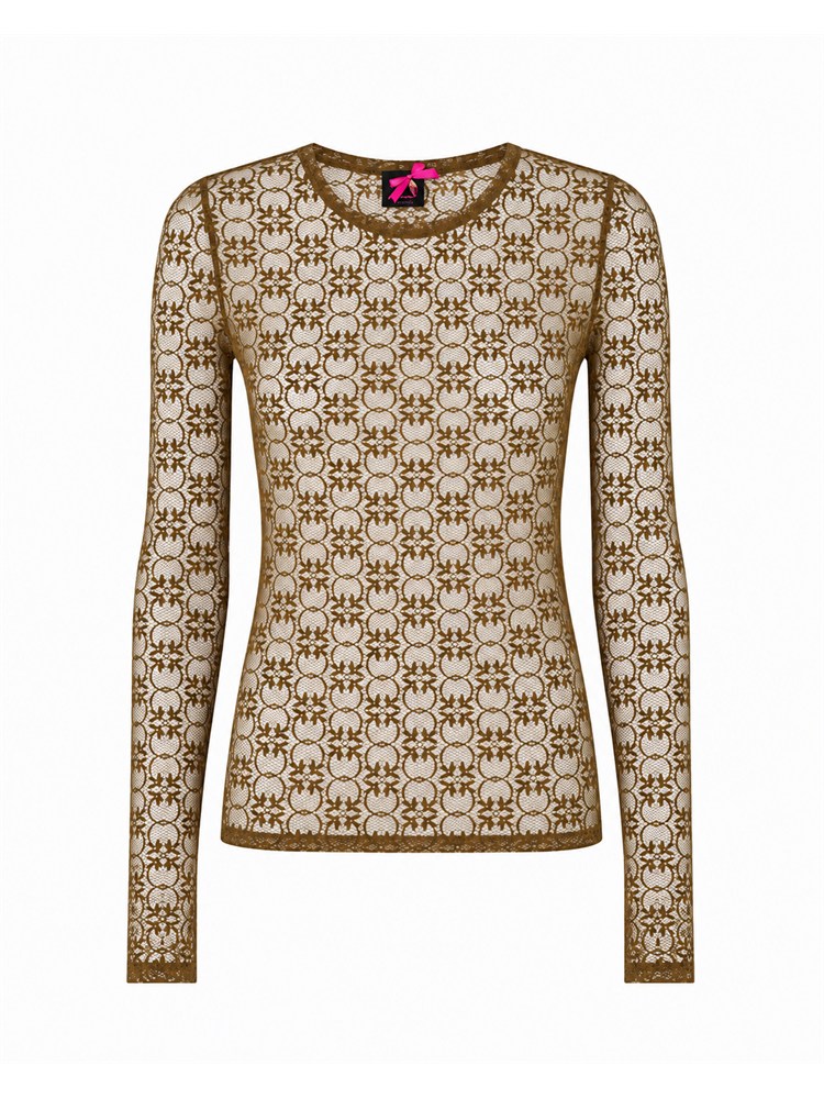 Maglietta top Rover Pinko in pizzo verde logo love birds
