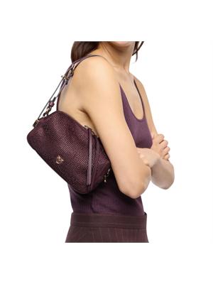 Borsa bauletto Pinko in tessuto bordeaux con strass in DONNA