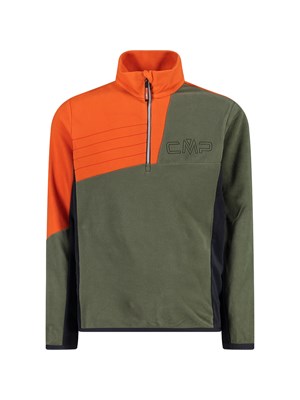 CMP 33G1204 F876 Felpa Mezza Zip Arancio-Verde Bambino in Abbigliamento