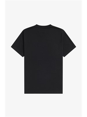 FRED PERRY M4580 198 T-Shirt Mc Embroider Nero Uomo in Abbigliamento