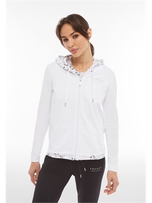 FREDDY Wtrs4 W Felpa Capp Zip Bianco Donna in Abbigliamento