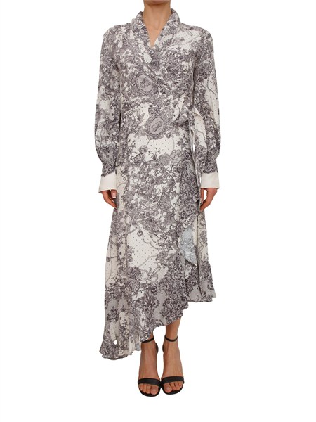 abito blugirl in viscosa panna e stampa effetto pizzo ra6127t523a