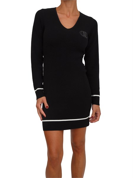 abito liu jo in misto viscosa nera scollo v tf5253ms63l