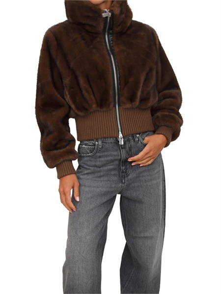 bomber pinko in tessuto effetto pelliccia marrone bagelsa2pi