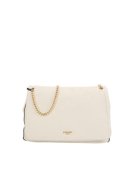 borsa a spalla brera twinset con logo lettering in ecopelle avorio 252tb7062