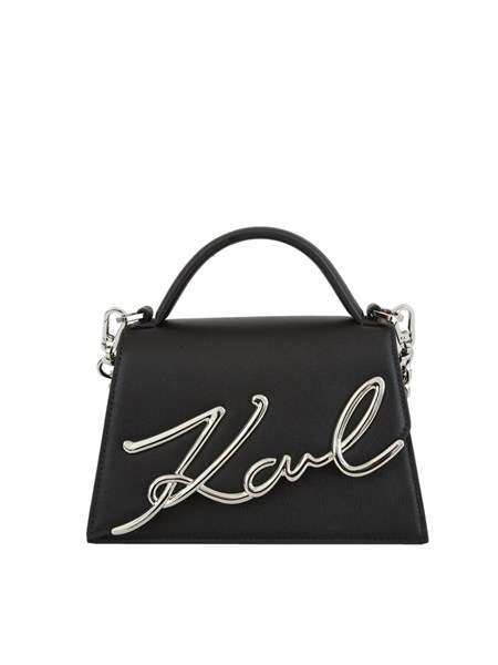 borsa karl lagerfeld in pelle nera con logo signature a1w30038