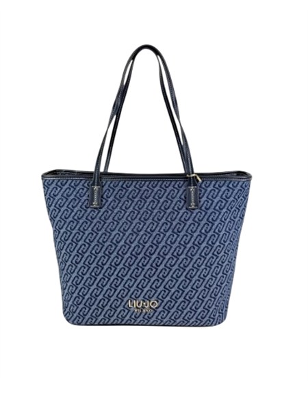 borsa shopper liu jo donna in denim blu logo aa6070t379a