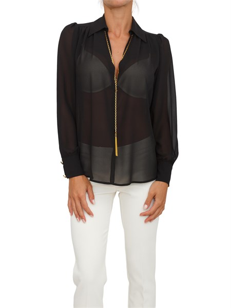 camicia elisabetta franchi in georgette nera con collana ca13357e2