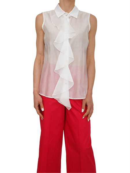 camicia fracomina in tencel bianco con gala fs26st6017w83401
