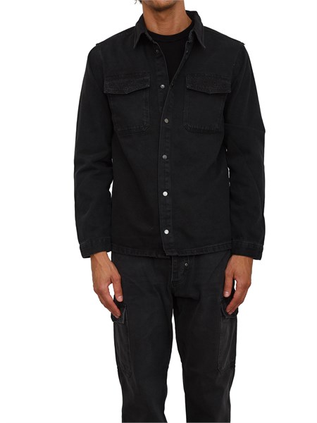 camicia lenny antony morato regular fit in denim nero mmsl00762fa700143 w02088